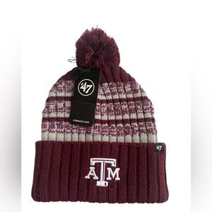 ‘47 Brand Texas A&M Tavern Tonal Cuff Pom Pom Beanie Hat Adult OSFM Maroon New